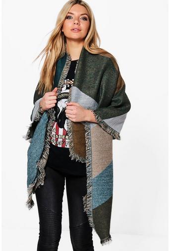 Lena Colour Block Oversized Blanket Scarf