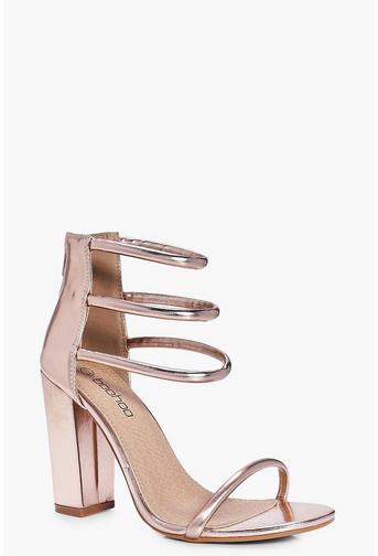 Lois Three Strap Ankle Band Block Heels