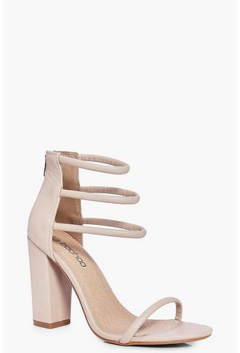 Faye Three Strap Ankle Band Block Heels