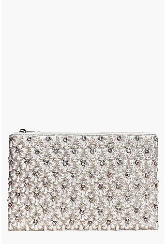 Connie Boutique Scalloped Bridal Beaded Clutch