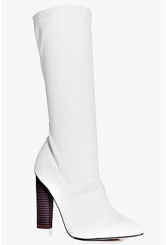 Jemima Calf High Cylinder Heel Sock Boot
