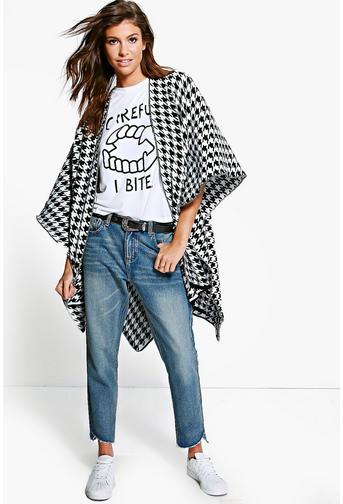 Lucy Houndstooth Knitted Cape