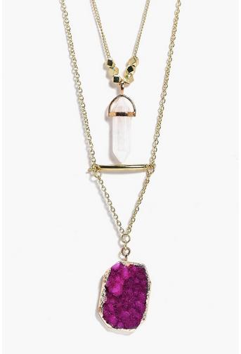 Heidi Crystal Pendant Layered Necklace