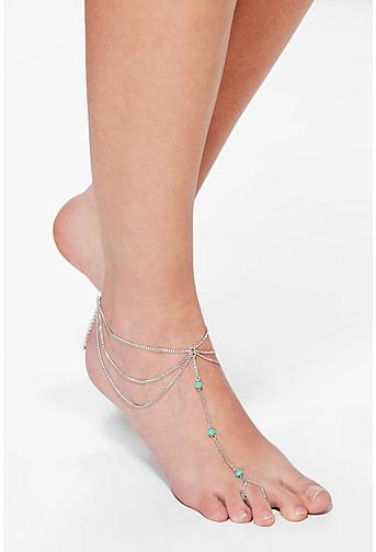 Kate Turquoise Stone Chain Foot Anklet