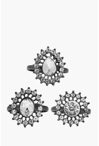 Ellie 3 Piece Diamante Embellished Ring Pack