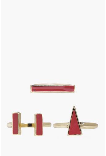 Phoebe Geometric Shape Enamel Ring Pack