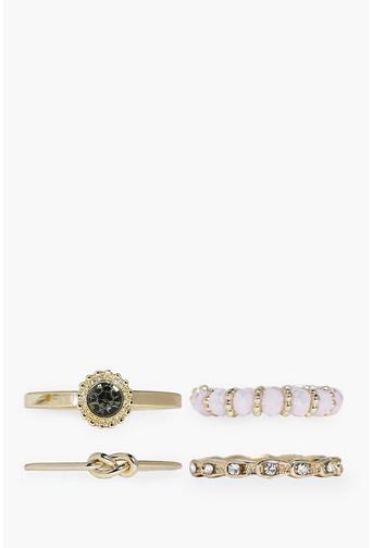 Sophia Beaded & Diamante Mixed Ring Pack