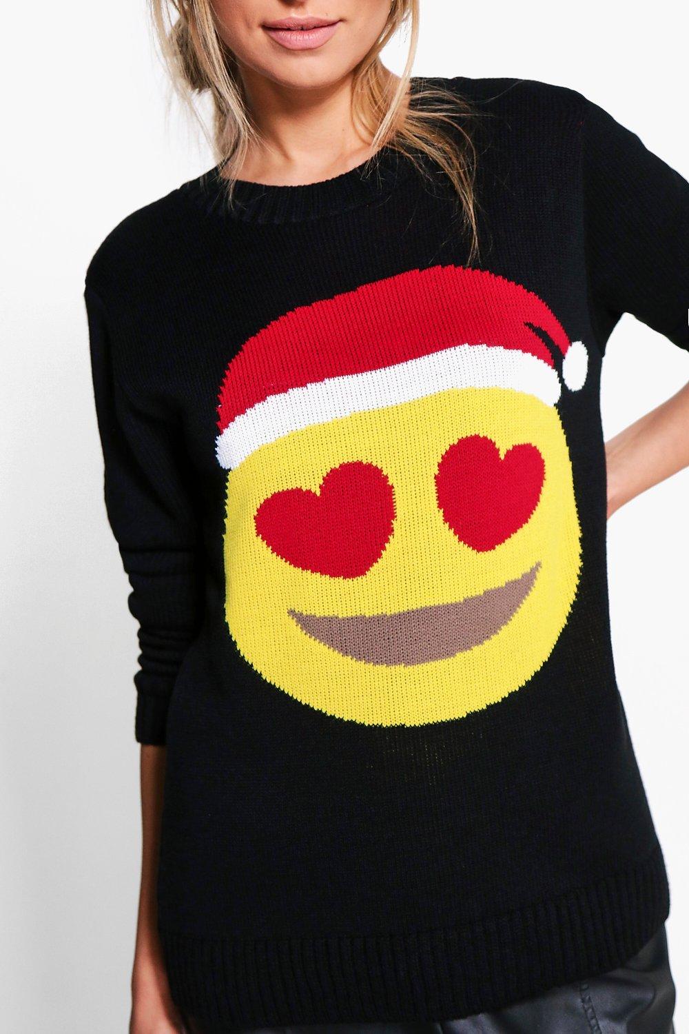 Boohoo Womens Erin Hearts Emoji Christmas Jumper in Bottle size S/M  eBay