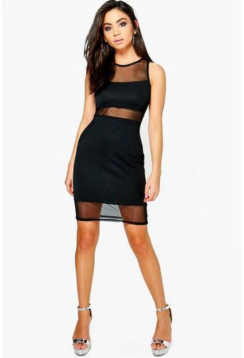 Emma Mesh Panel Bodycon Dress