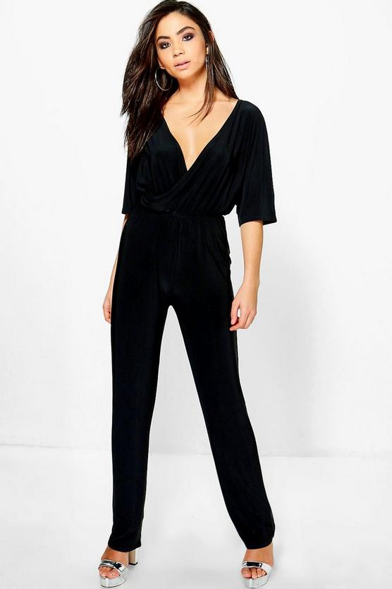 Hannah Wrap Front Jumpsuit Boohoo