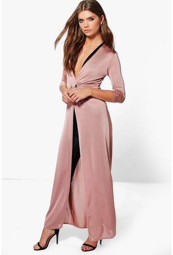 Evelyn Double Breasted Slinky Maxi Duster