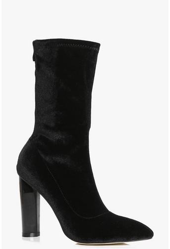 Nancy Stretch Velvet Sock Boot