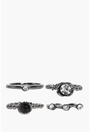 Sophia Gun Metal Black Mixed Ring Pack