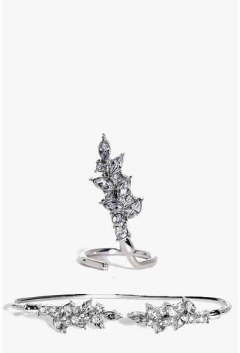 Lilly Diamante Palm Bangle & Ring Set