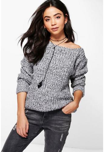 Kayla Marl Knit Turn Up Cuff Jumper