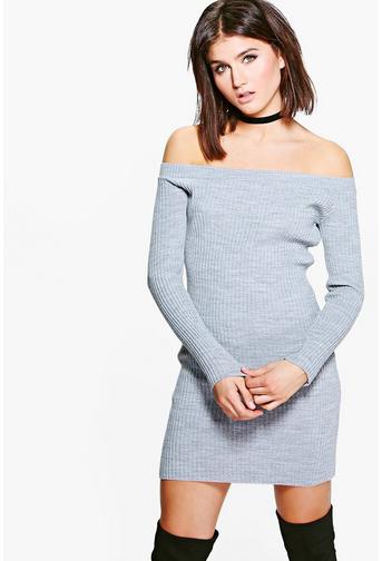 Georgia Rib Knit Bardot Jumper Dress