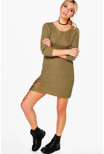 Heidi Distressed Knit Jumper Dress