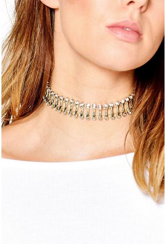 Metal Diamante Statement Choker