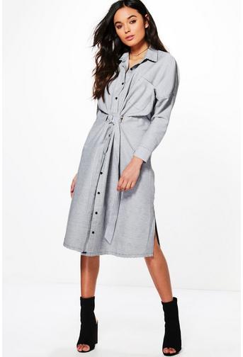 Penelope Tie Front Stripe Shirt Dress!