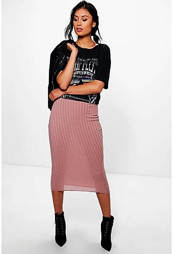 Oriana Soft Knit Longer Line Midi Skirt