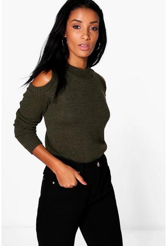 Felicity Cold Shoulder Rib Detail Jumper