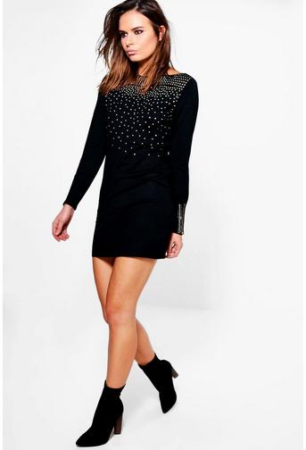 Daisy Studded Zip Sleeve Jumper Dress