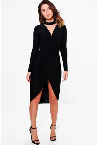 Josephine Choker Detail Wrap Dress