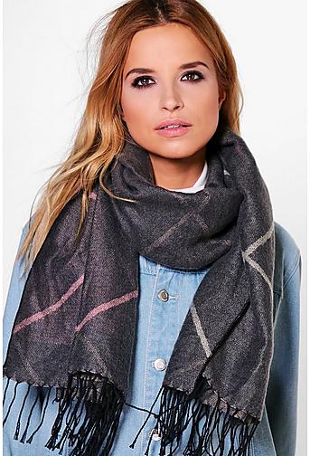 Lena Simple Check Oversize Scarf