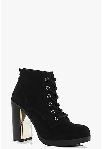 Leila Boutique Suede Lace Up Ankle Boot