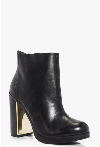 Laura Boutique Leather Platform Block Heel