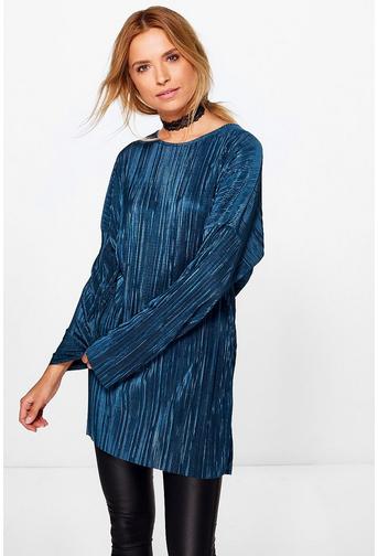 Lily-Rose Pleated Long Sleeve Oversized T-Shirt