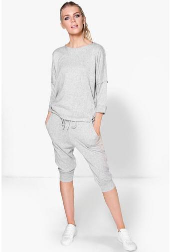 Rebecca Raw Edge Hem Crop Jogger Lounge Set