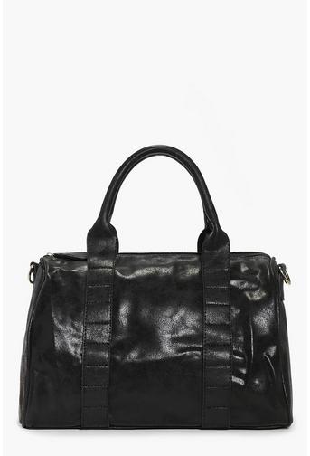 Aaliyah Black Metallic Bowler Bag