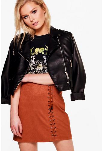 Iman Eyelet Detail Suedette A Line Skirt