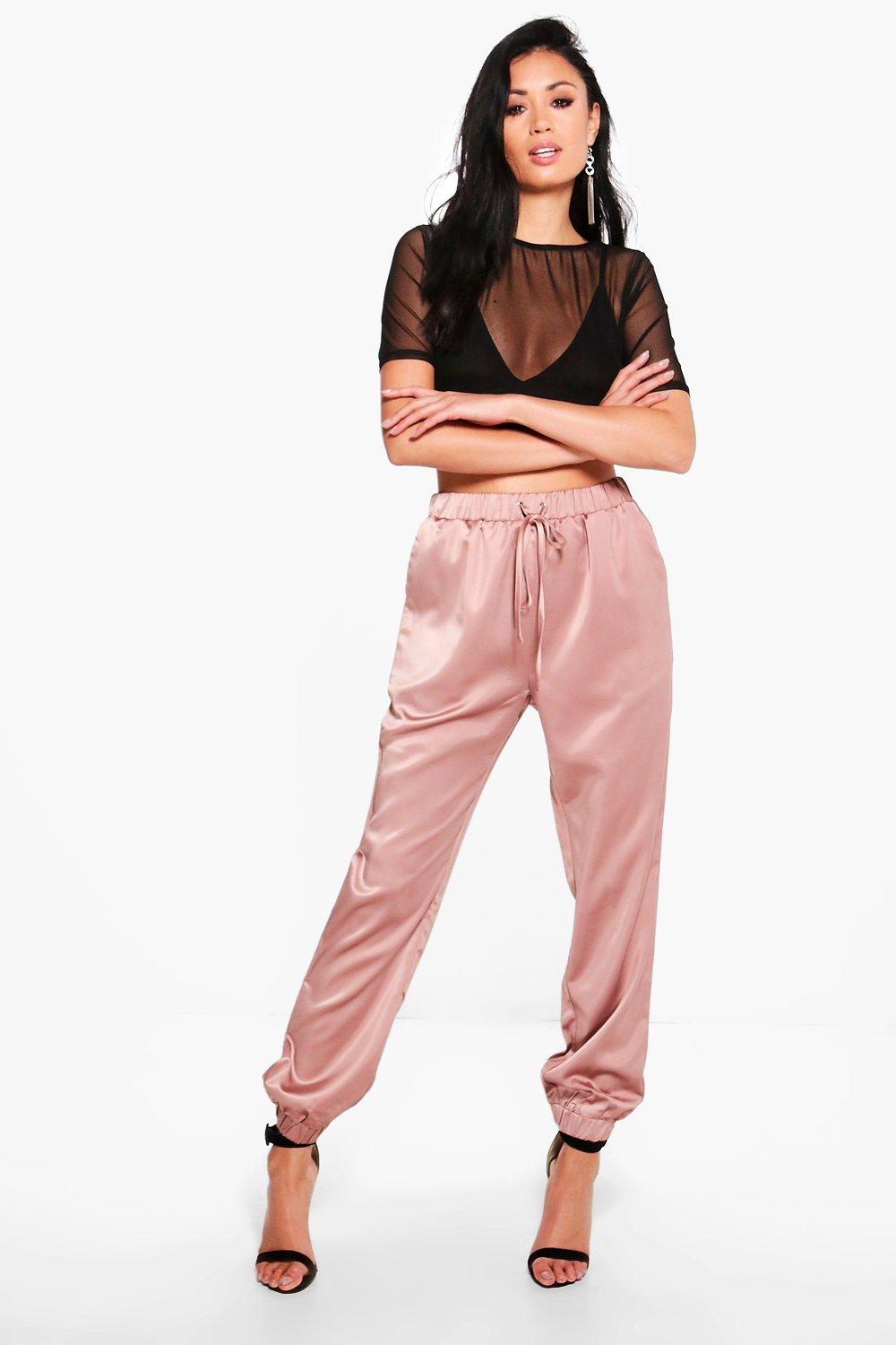 satin stripe joggers