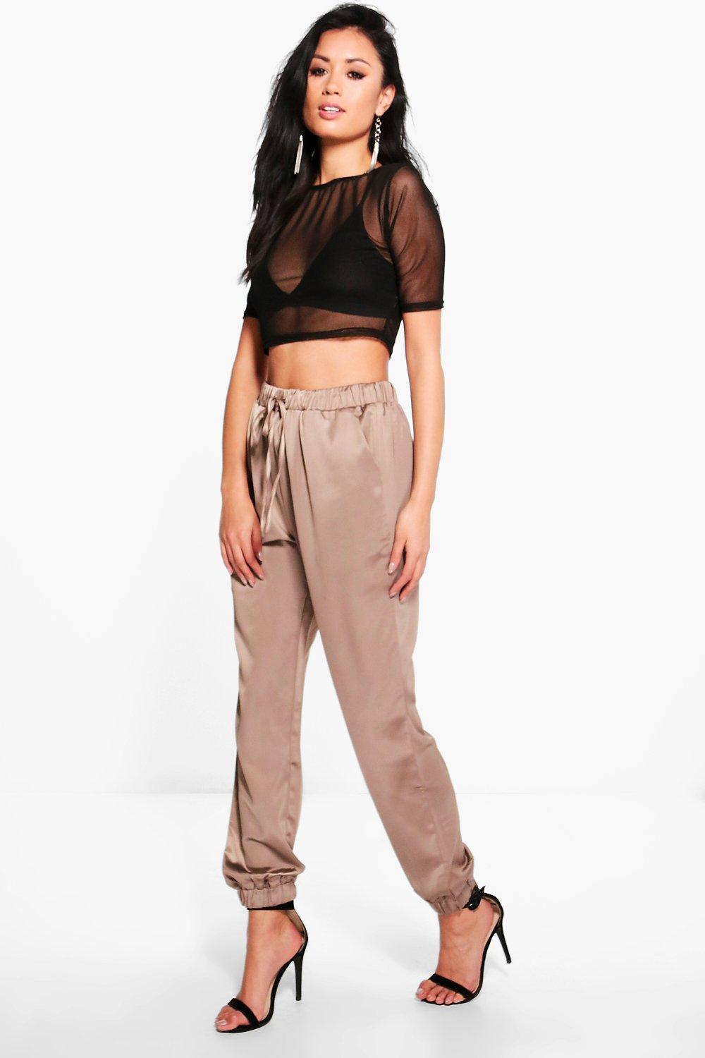 boohoo satin joggers