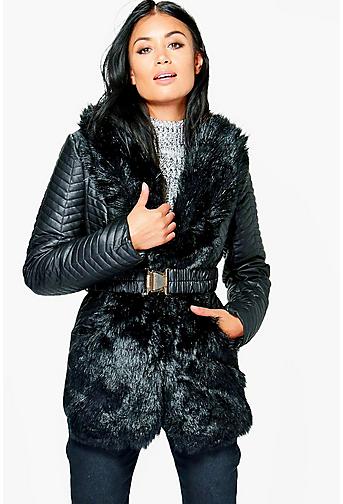 Jessica Quilted Jacket With Faux Fur Collar