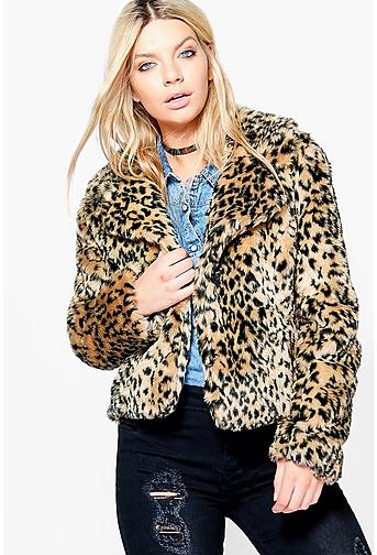 Bella Crop Leopard Faux Fur Jacket