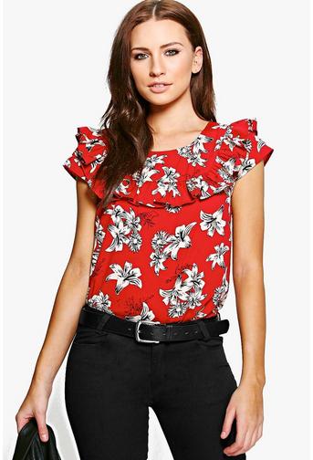 Jenny Printed Ruffle Woven Top