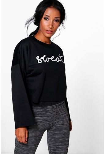 Maya Fit Running Crop Slogan Sweat