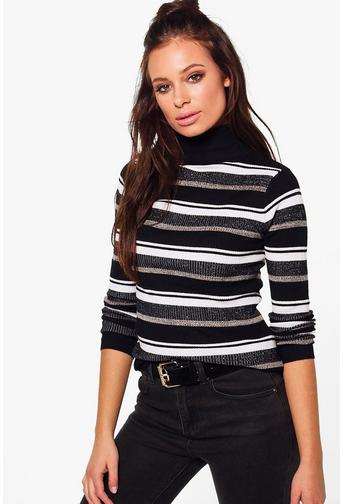 Abigail Turtle Neck Stripe Rib Knit Jumper