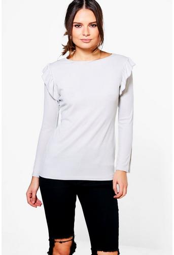 Gabriella Ruffle Shoulder Long Sleeve Top