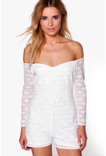 Jenny Off The Shoulder Lace Playsuit