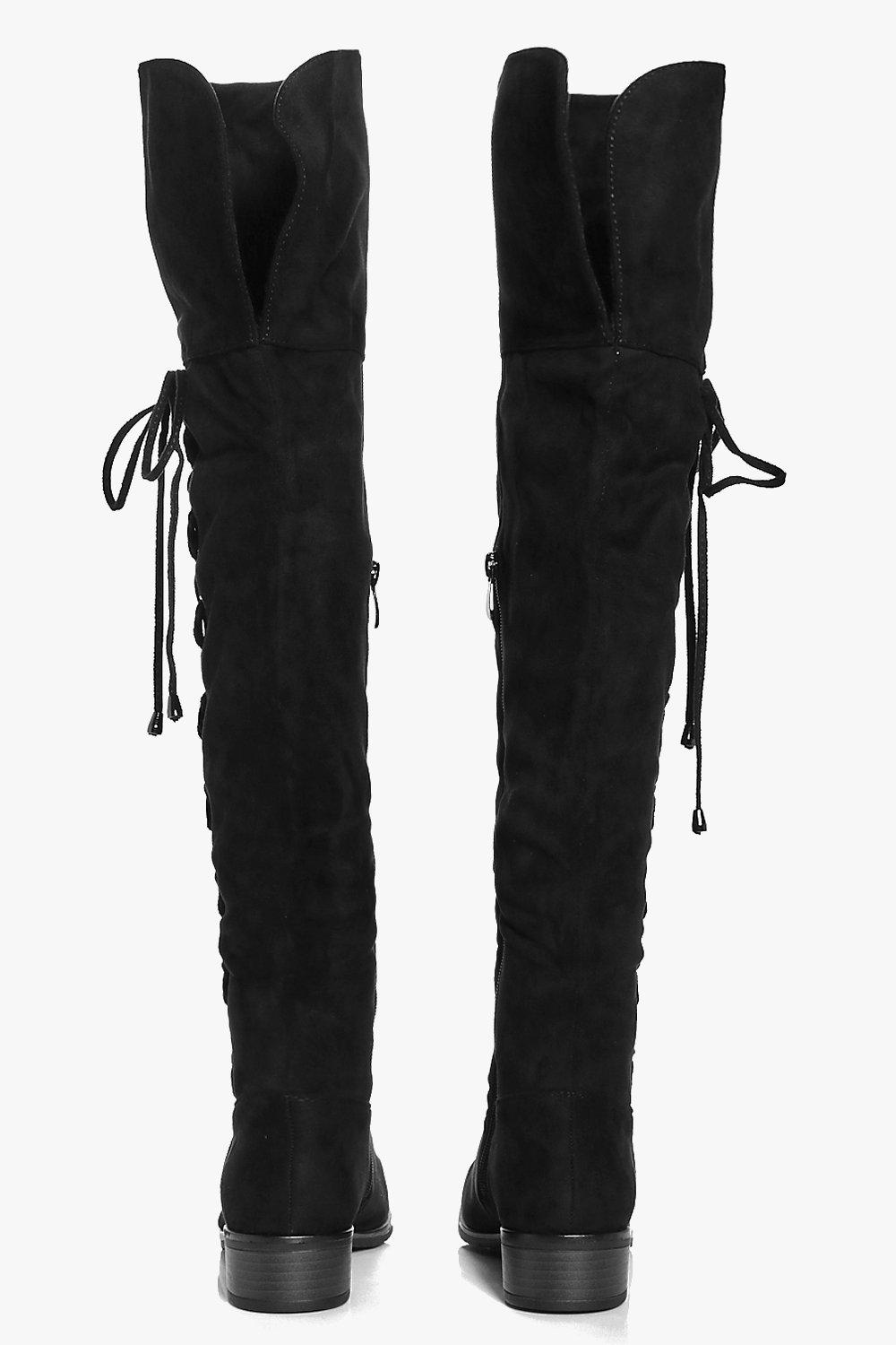 ribbed over the knee boots
