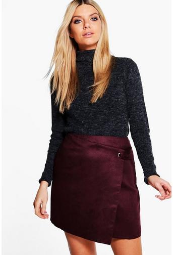 Scarlett Eyelet Wrapover Suedette Mini Skirt