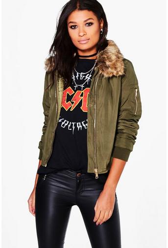 Emma Faux Fur Detachable Collar MA1 Bomber