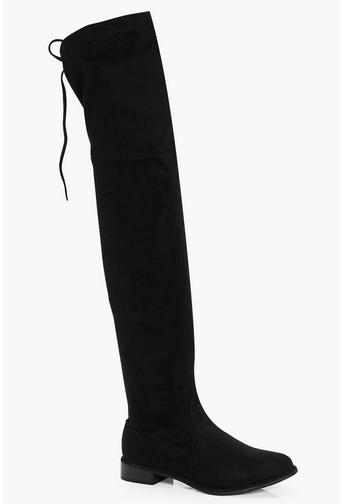 Rachel Flat Over The Knee Tie Back Boot