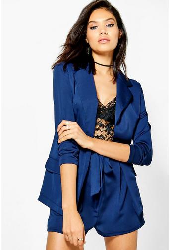 Megan Satin Woven Tailored Blazer