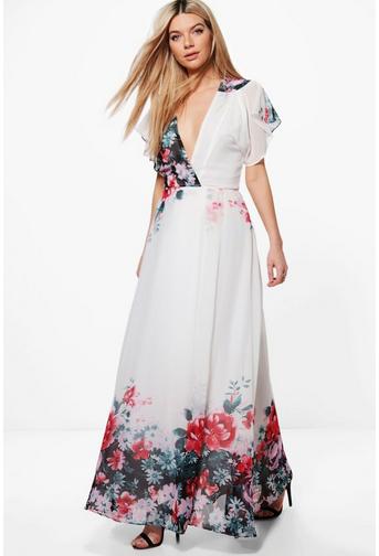 Boutique Eva Border Print Kimono Maxi Dress