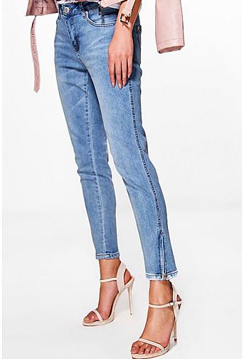 Tanya Twisted Zip Seam Mid Rise Skinny Jeans